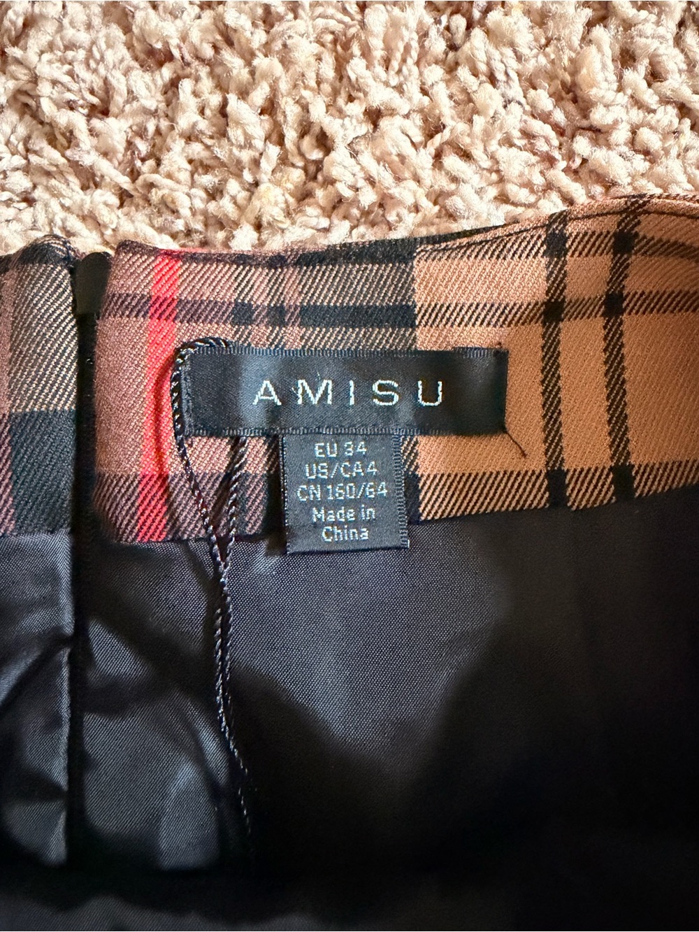 Amisu Tan, Black and Red Plaid Mini Skirt - Picture 2 of 5